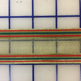 Metallic Ribbon - 1.5-inch Striped Gold with Red and Green